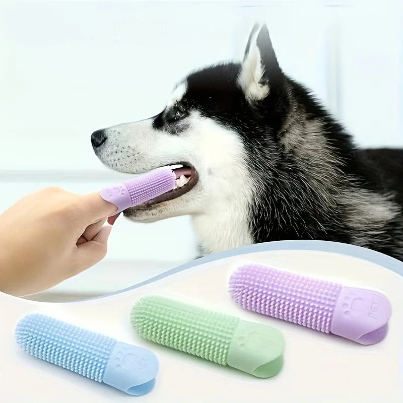 360° Silicone Finger Toothbrush for Dogs & Cats