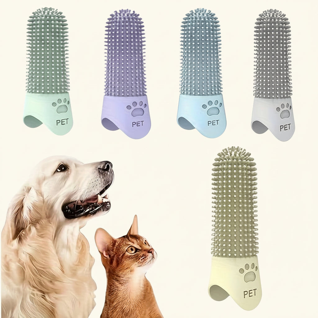 360° Silicone Finger Toothbrush for Dogs & Cats